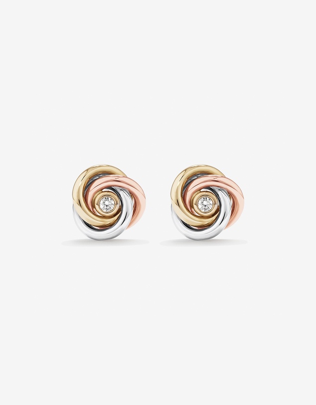 Michael Hill - Diamond Accent Tri Tone Knot Stud Earrings in 10kt Yellow, Rose and White Gold