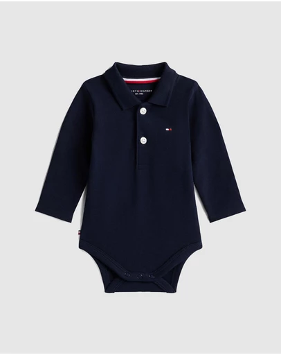 Tommy Hilfiger - Pique Long Sleeve Polo Bodysuit Gift Set - Babies