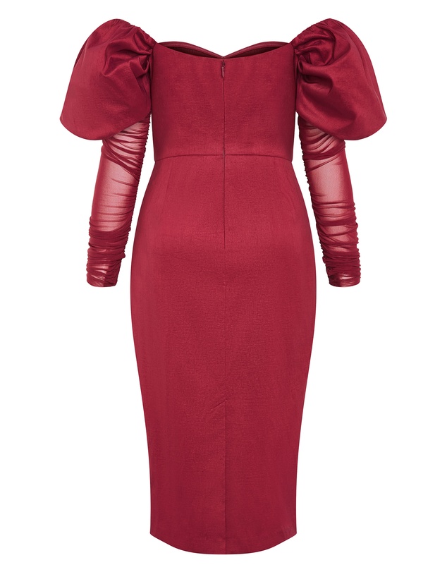 City Chic - Plus size Valentine Off Shoulder Dress - crimson