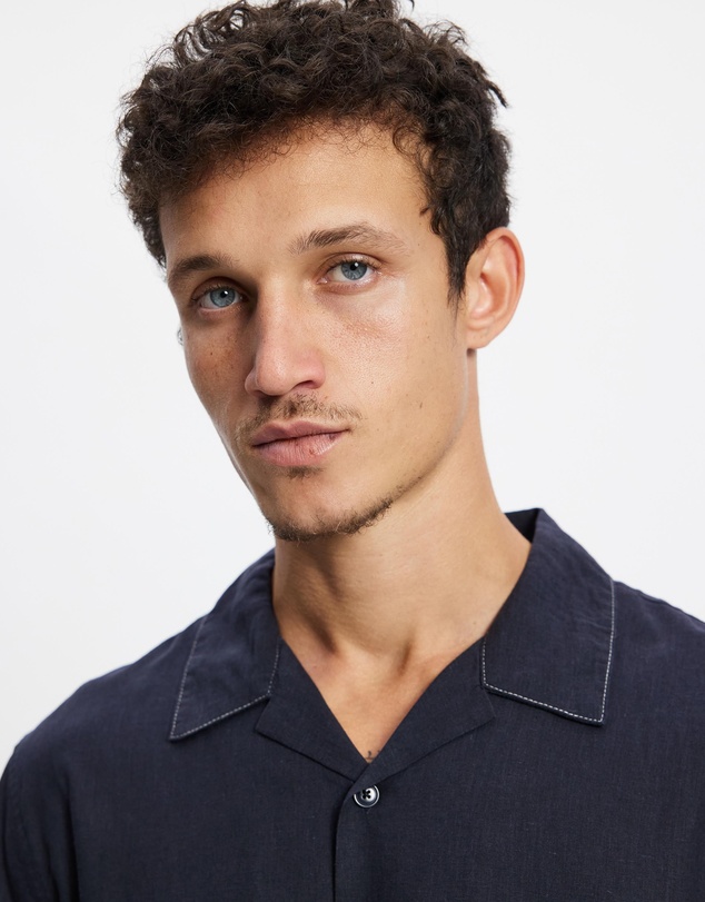Thrills - Hemp Minimal Thrills Contrast Stitch Cropped Bowling Shirt