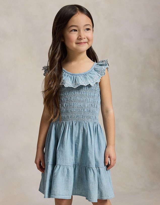 Polo Ralph Lauren - Blueberry-Overlay Indigo Chambray Dress - Babies-Kids