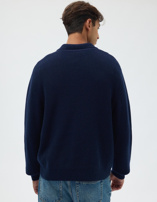 AERE - Wool Blend Chunky Knit Polo