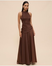 CHANCERY - Layla High Neck Lace Panelled Maxi Dress