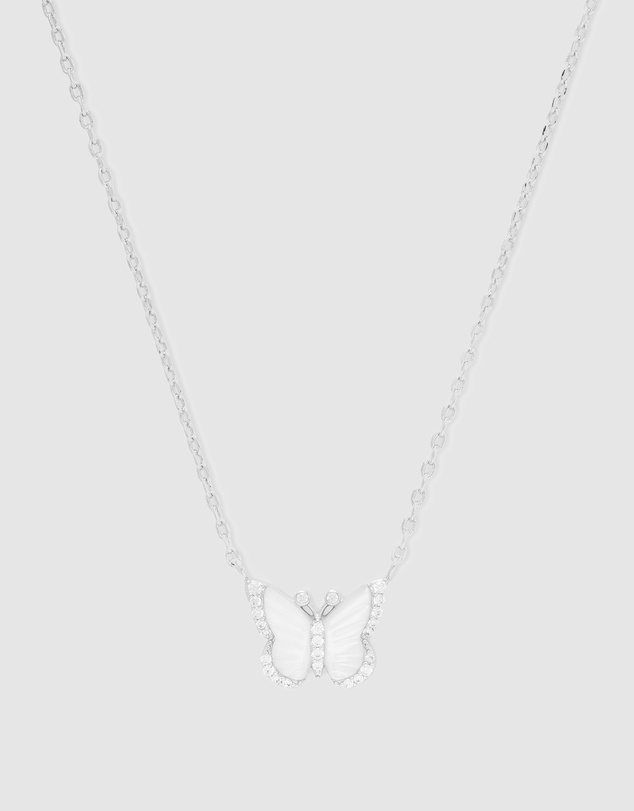 Wanderlust + Co - Butterfly Pearl & Silver Necklace