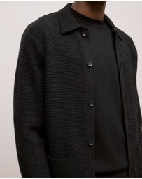 Trenery - Merino Textured Shacket in Charcoal Melange