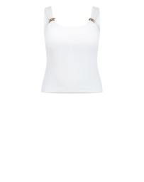 City Chic - Plus size Arami Strap Detail Top - ivory