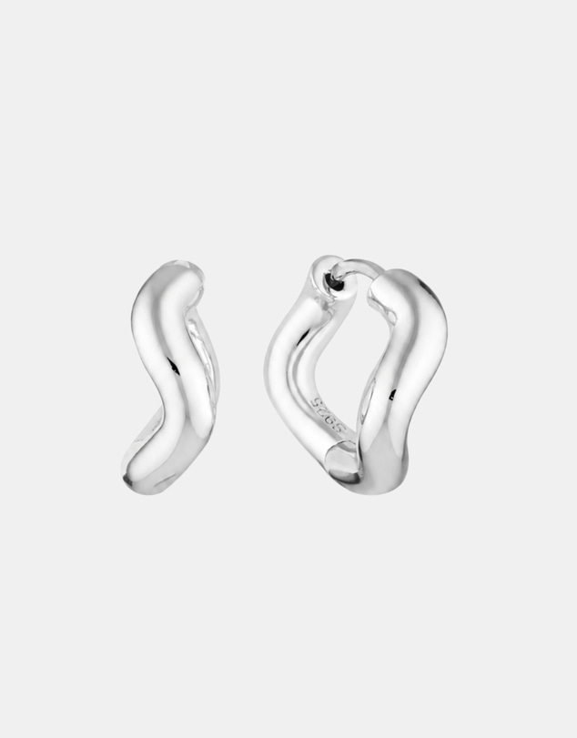 Luna Rae - Sterling Silver Waved Hoops - Medium
