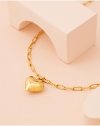 Carly Paiker - Amore Small Puffy Heart Paperclip Chain Pendant