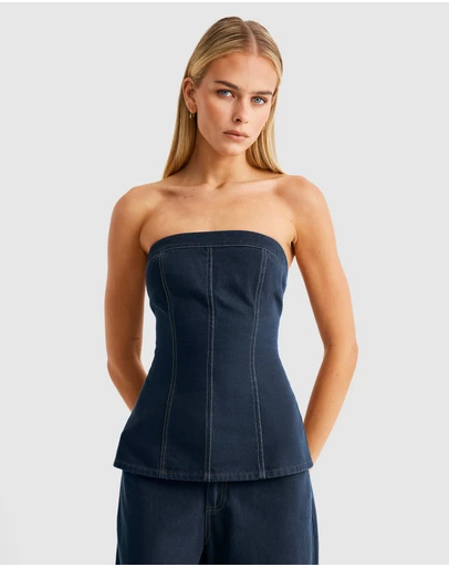 SNDYS - Lex Denim Corset Top