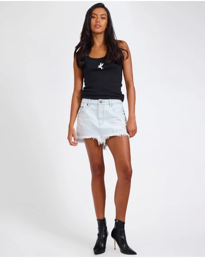 ONE TEASPOON - Junkyard Low Waist Mini Denim Skirt - Xanthe