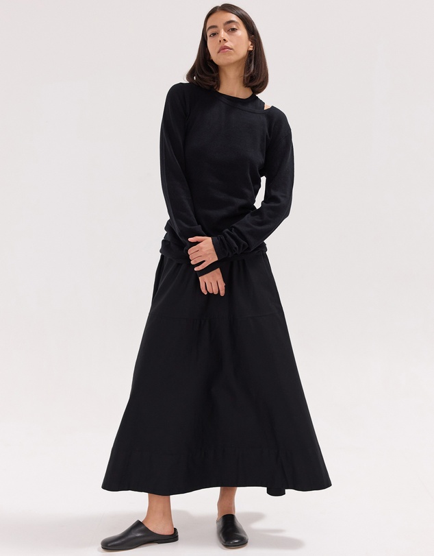 Cloth & Co. - The Poplin Maxi Skirt Black