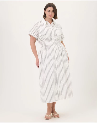 Atmos&Here Curvy - April Cotton Poplin Midi Shirt Dress