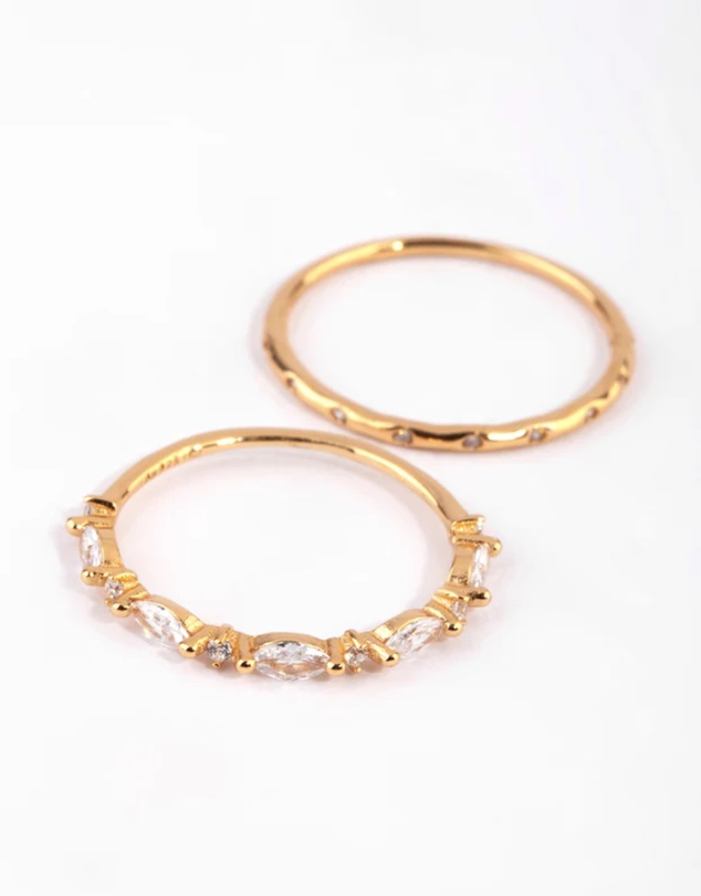 Lovisa - Gold Plated Sterling Silver Marquise Ring Set
