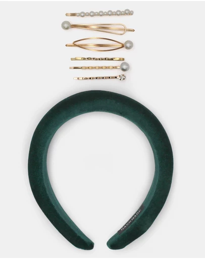 Morgan & Taylor - Evening Essentials Velvet Headband & Hair Pins Gift Pack in Emerald Green