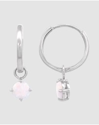 Georgini - GEORGINI WISTERIA CREATED OPAL DANGLE HOOP EARRINGS SILVER