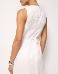 AERE - Jesse Linen V-Neck Midi Dress