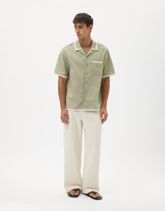 AERE - Linen Blend Contrast Shirt