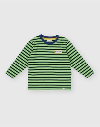 Goldie + Ace - Long Sleeve Stripe Logo Top - Babies-Kids