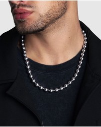 Nialaya Jewellery - 10mm Metallic Pearl Necklace with Silver