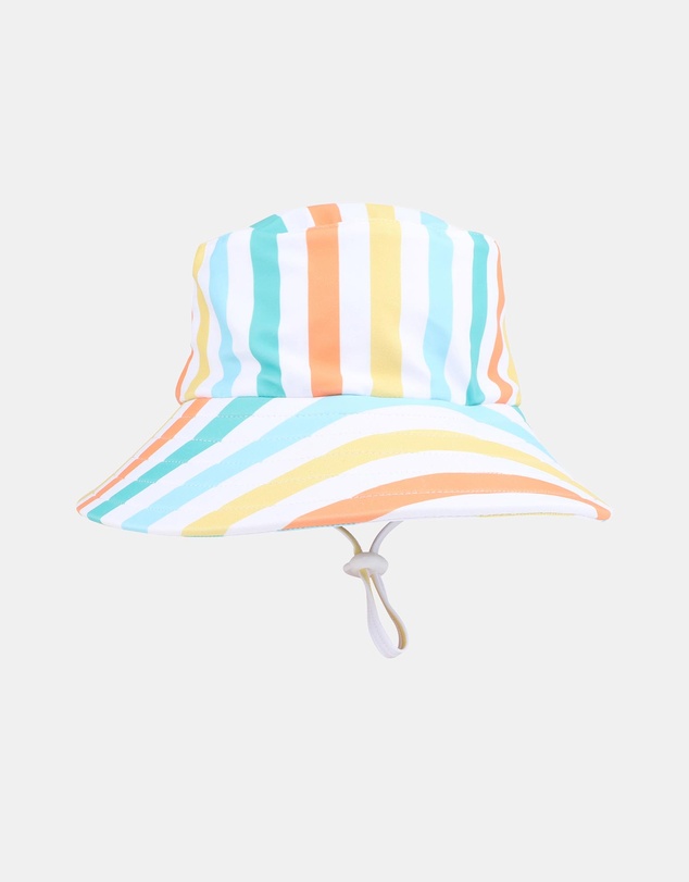 Minihaha - Luca Stripe Swim Hat With Quick Release Neck Tie - Babies-Kids