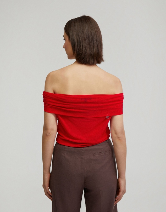 Oxford - Nia Mesh Off-Shoulder Top
