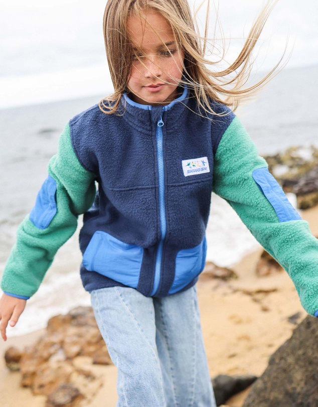Skwosh - Skwosh Kids Polar Fleece Utility Jacket in Green/Blue