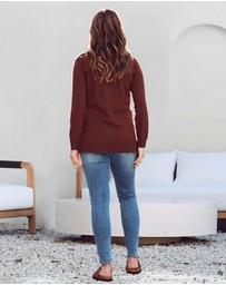 Angel Maternity - Jolie Maternity Polo Knit in Brown
