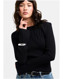 Subtitled - Holland Boat Neck Long Sleeve Knit Top