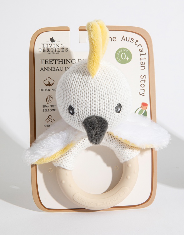 Living Textiles - Ring Rattle - Cockatoo