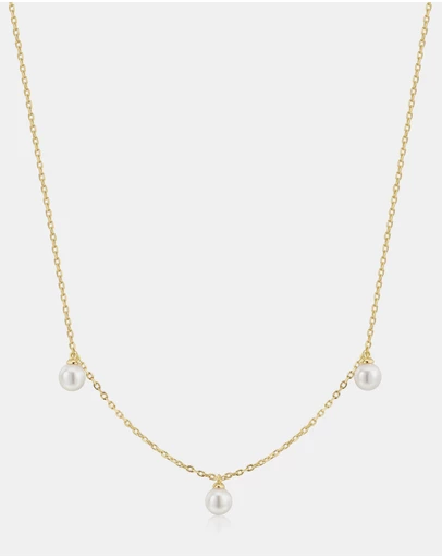 Ania Haie - Ania Haie Triple Shell Pearl Station Necklace