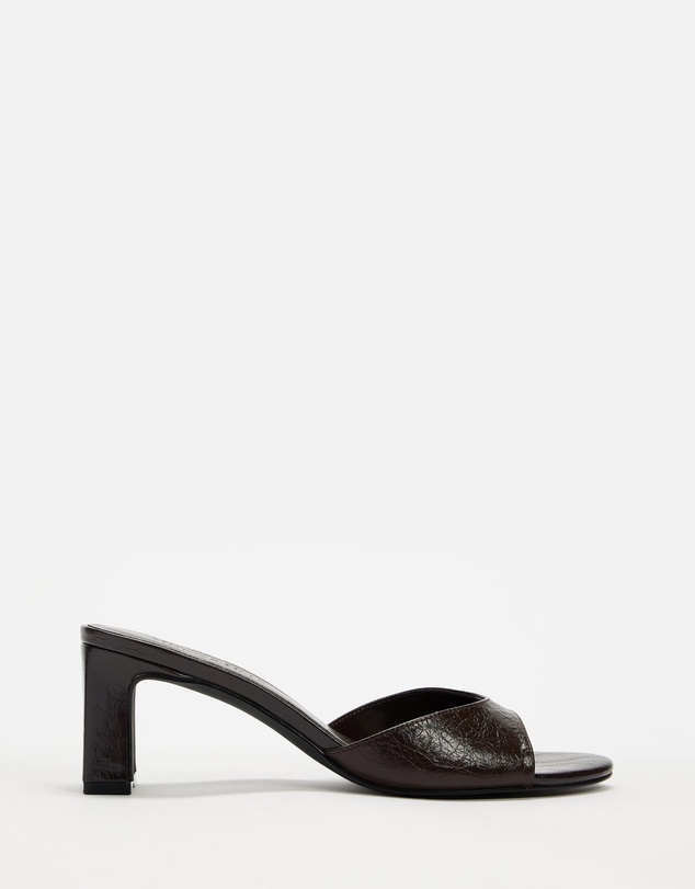 Atmos&Here - Hazel Crinkle Leather Peep Toe Heels