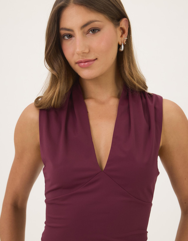 Atmos&Here - Charlotte High V-Neck Gathered Top
