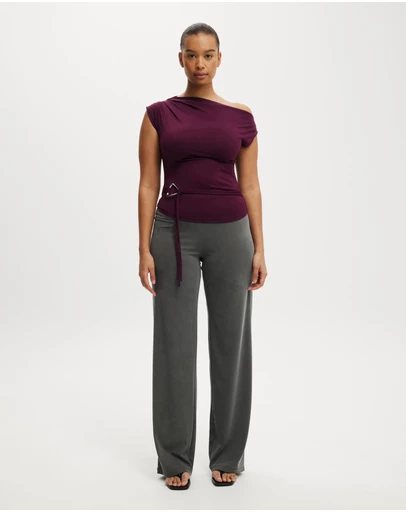 Cotton On - Georgie Off Shoulder Belt SS Top