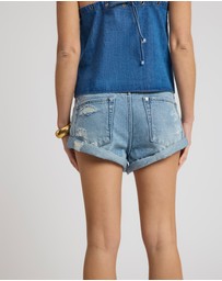 ONE TEASPOON - Bandits Low Waist Mid-Length Denim Shorts