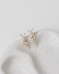 The White Collection - Bloom - Floral Gold Bridal Earrings
