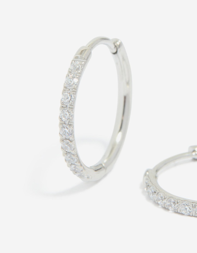 Lovisa - Surgical Steel Cubic Zirconia Classic Hoop Earrings 12 MM