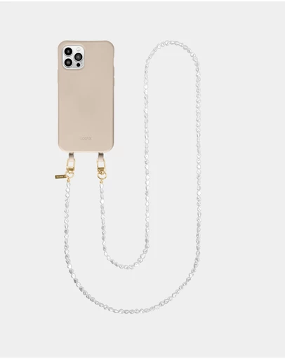 LOUVE COLLECTION - Desert Sand Phone Case + Pearl Crossbody Chain