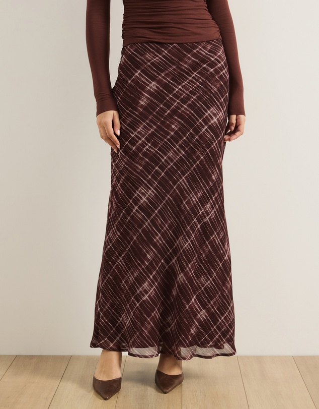 Atmos&Here - Quinn Check Print Maxi Skirt