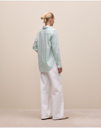 Trenery - Soft Stripe Long Sleeve Shirt in Faint Blue