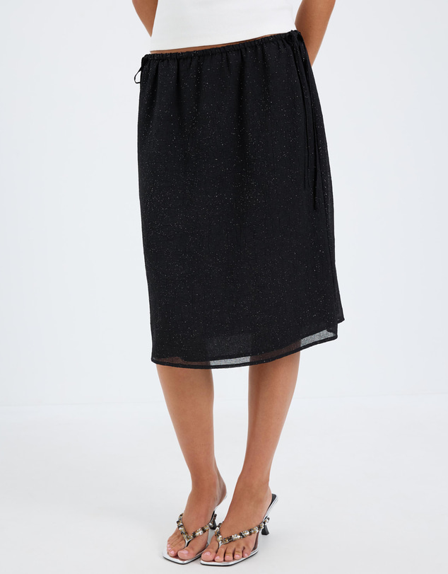 Calli - Lucie Sparkle Sheer Low Rise Midi Skirt