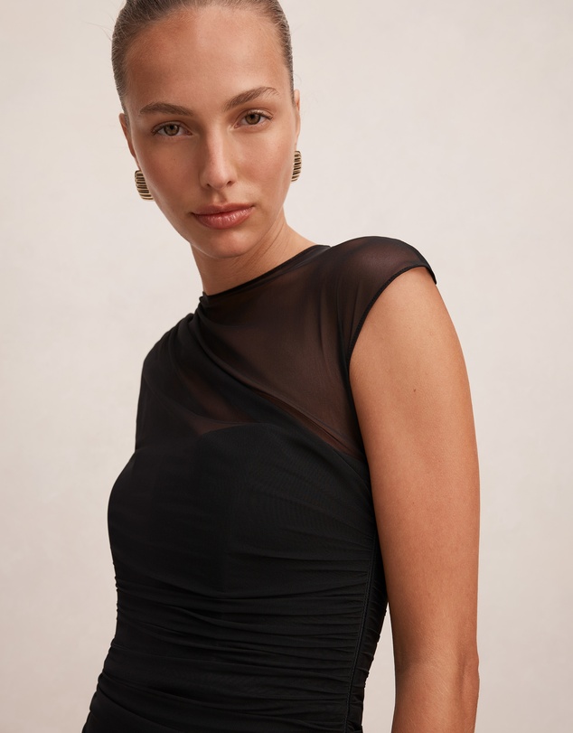 Forever New - Eadie Sheer Cap Sleeves Midi Dress