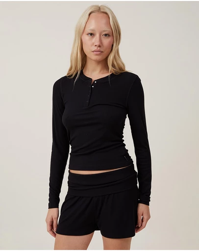 Cotton On Body - Sleep Recovery Henley Long Sleeve Tee