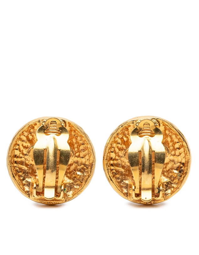 Pre-Loved by Azura Reborn - Pre-Loved Gold Plated Medallion Coat of Arms Clip on Earrings
