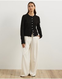 Atmos&Here - Kyra Long Sleeve Knit Lettuce Trim Cardigan