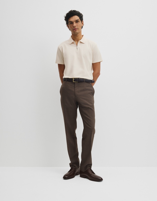 Country Road - Merculalised Cotton Pique Zip Polo
