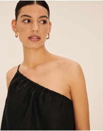 AERE - Linen Gathered One Shoulder Top