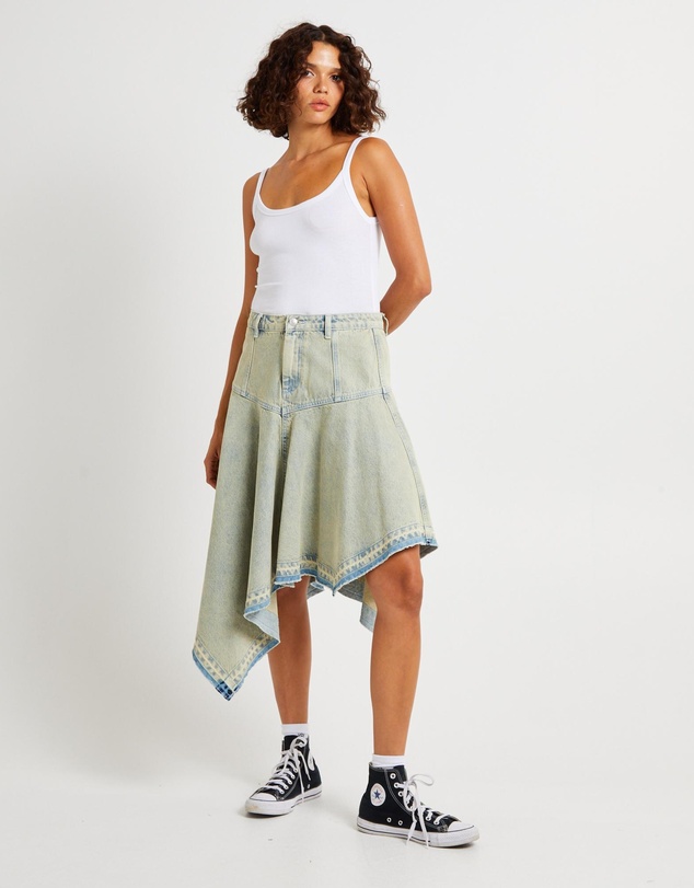 Insight - Lopez Handkerchief Hem Denim Skirt