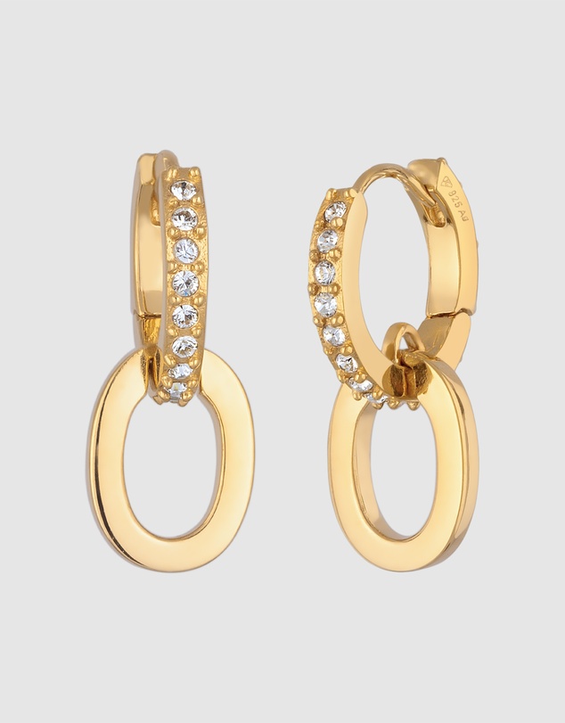 Elli Jewelry - Crystal Circle Hoop Earrings in Gold-Plated 925 Silver