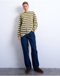 TOPSHOP - Stripe Long Sleeve Slouchy Skater Tee