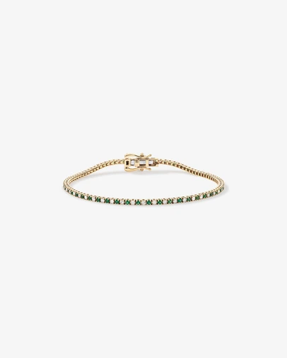 Michael Hill - 0.68 Carat TW Diamond and Created Emerald Tennis Bracelet in 10kt Yellow Gold